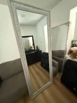 6.6 Foot Mirror soft grey wood trim