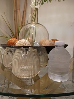 Ribbed Glass Votive Candle Holders Set of 3