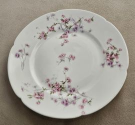 Antique Theodore Haviland Limoges  Porcelain Salad Plate purple flowers 1903