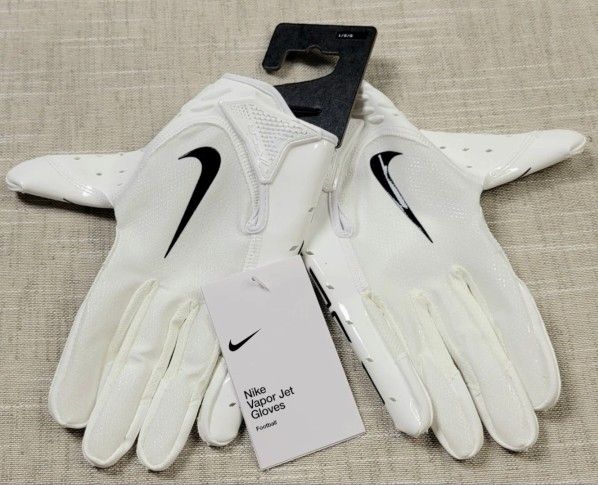 Brand New Nike Vapor Jet Football Gloves White Black Men Sizes Small, XL