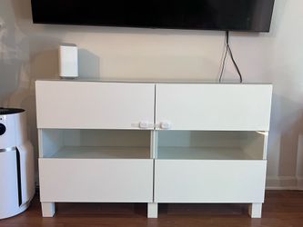 White Lacquer Ikea Cabinet (with peekaboo glass doors)