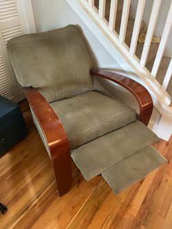 Upholstered Armchair with Wood Arms