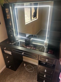 Makeup touch mirror vanity