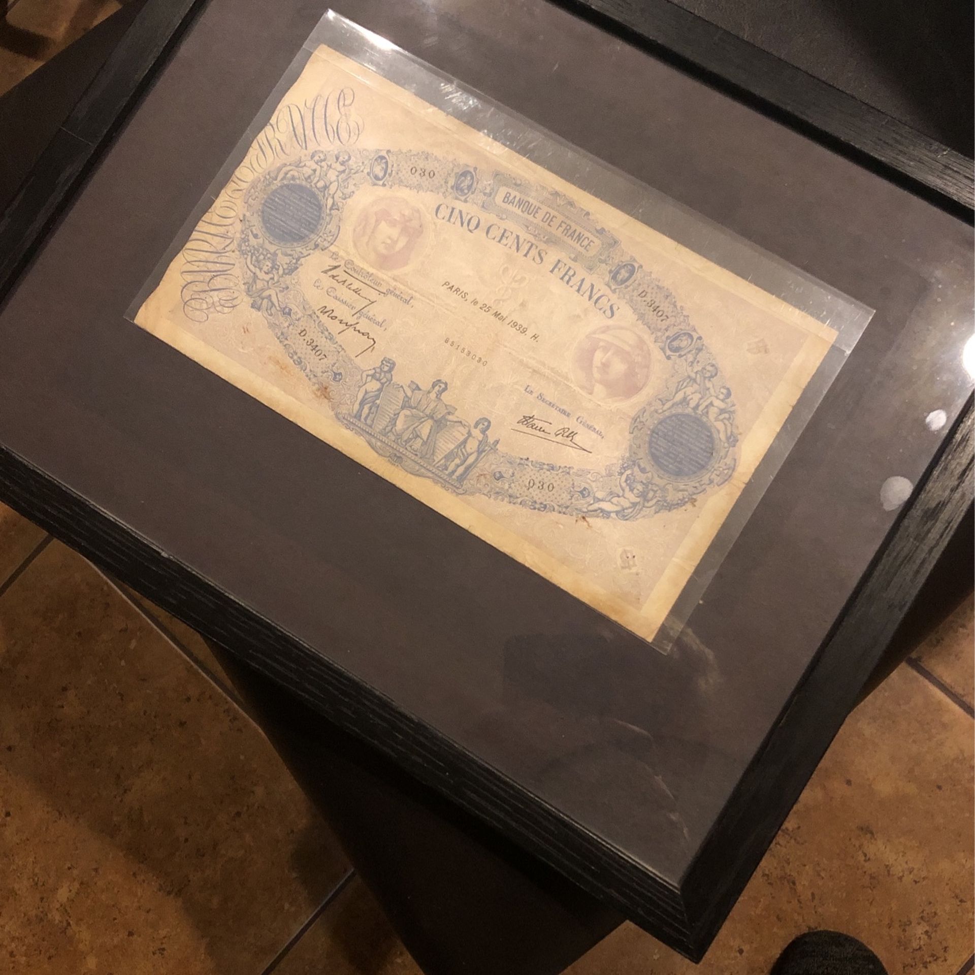 Vintage 1939 French 500 Francs