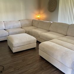 Beige Sectional Sofa - 7pc Modular Sectional