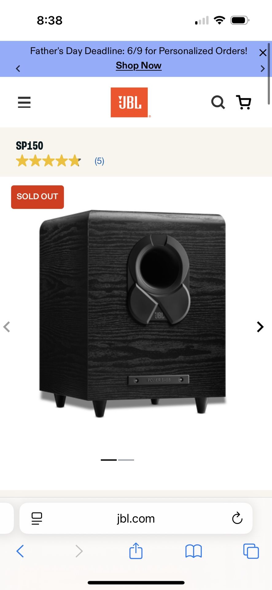 LOW PRICE MOVING- JBL $950 + TAX ORIGINAL RETAIL SUBWOOFER