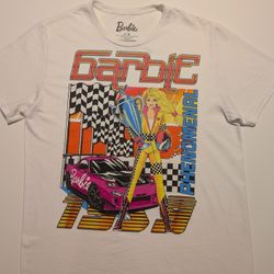 Barbie Racing Graphic T-Shirt – Men’s Size Large – White