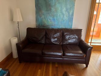 Leather sleep sofa