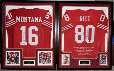 Custom Framing Service. Joe Montana. Jerry Rice. Football