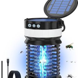 Solar Bug Zapper Outdoor,Cordless Rechargeable Mosquito Zapper
