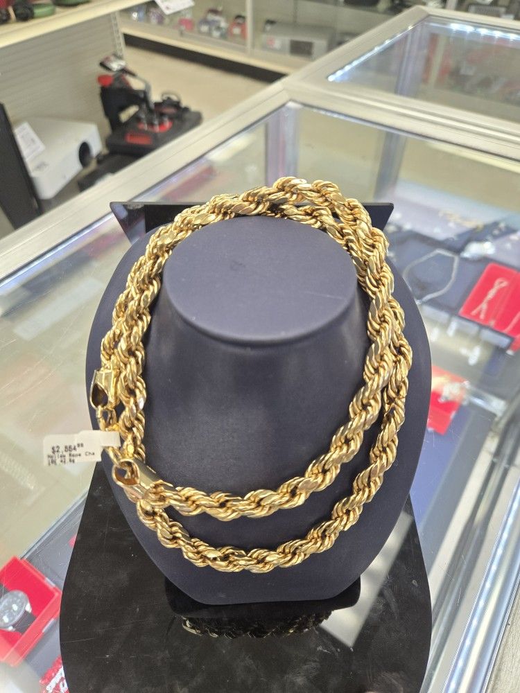 10k Yellow Gold 8mm 30 Inch Rope Chain