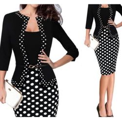 Women Dress Polka Dot Black&White