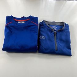 Rawlings Baseball Batting Jacket w/ Majestic Cage Sweater Royal Youth Large