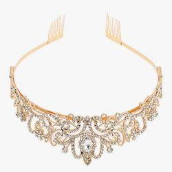 ZJchao Bridal Crown Tiara,Gold Bridal Crown,Fashionable Beautiful Elegant Sparkling Wedding Princess Crown,for Proms,Pageants,Princess Parties. (Bin19