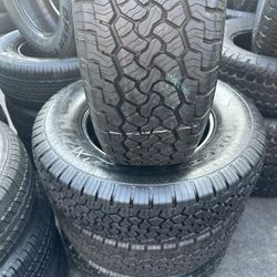 Set of 4 good used tires, 95% tread life left LT 265/70/17