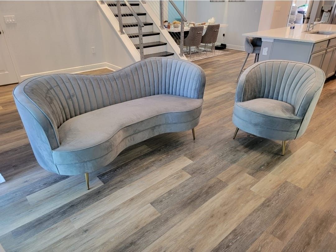 Grey Velvet Sofa 🔥 🛋 Couch NEW Livingroom 