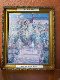 Monet's Garden at Vétheuil Art Print with Frame