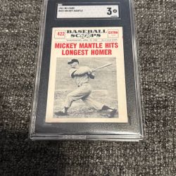 1961 Nu-Card Baseball Scoops #422 Mickey Mantle SGC 3