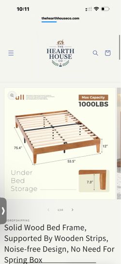 Solid Wood Bed Frame, Supported By Wooden Strips, Noise-free Design, No Need For Spring Box