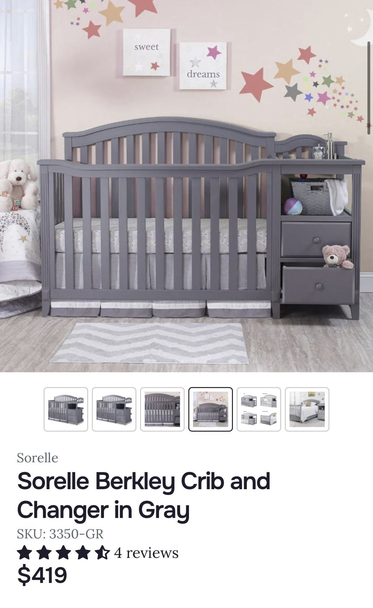 Baby Crib With Changing Table