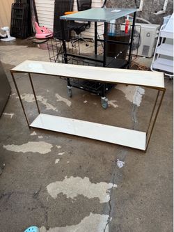 White metal console table