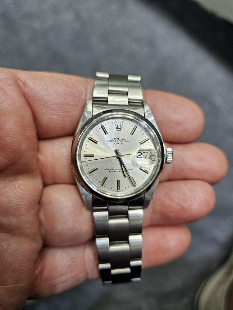 Rolex Oyster Perpetual Date 1500 Silver Dial Automatic Watch - 34mm
