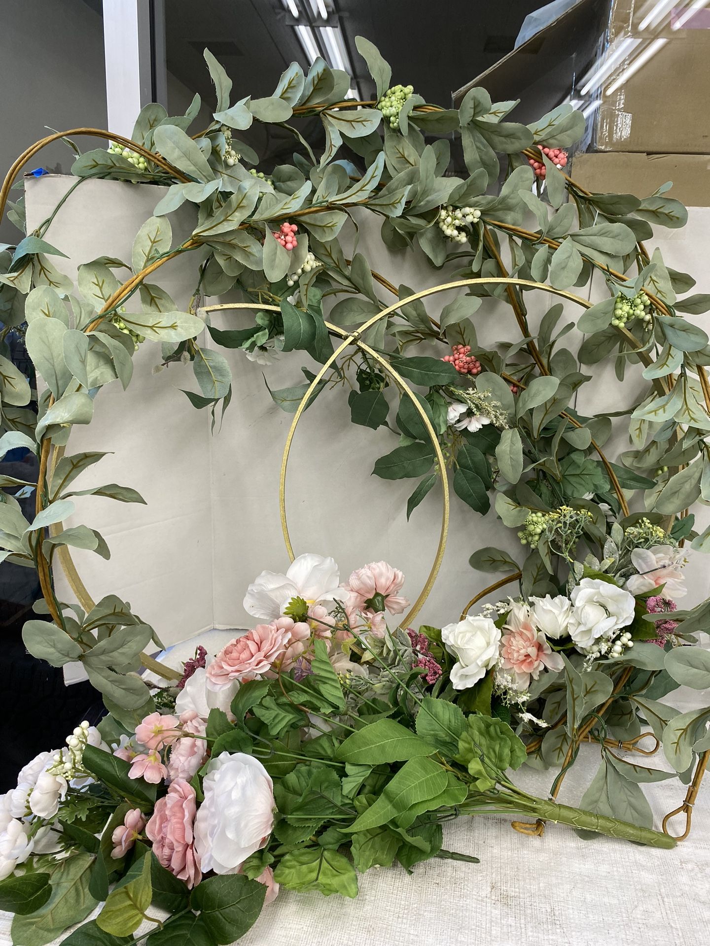 Wedding or Bridal Shower Floral Party Decorations Wedding Rings, 5  Garlands, 2 Bouquets, image size:1440x1920