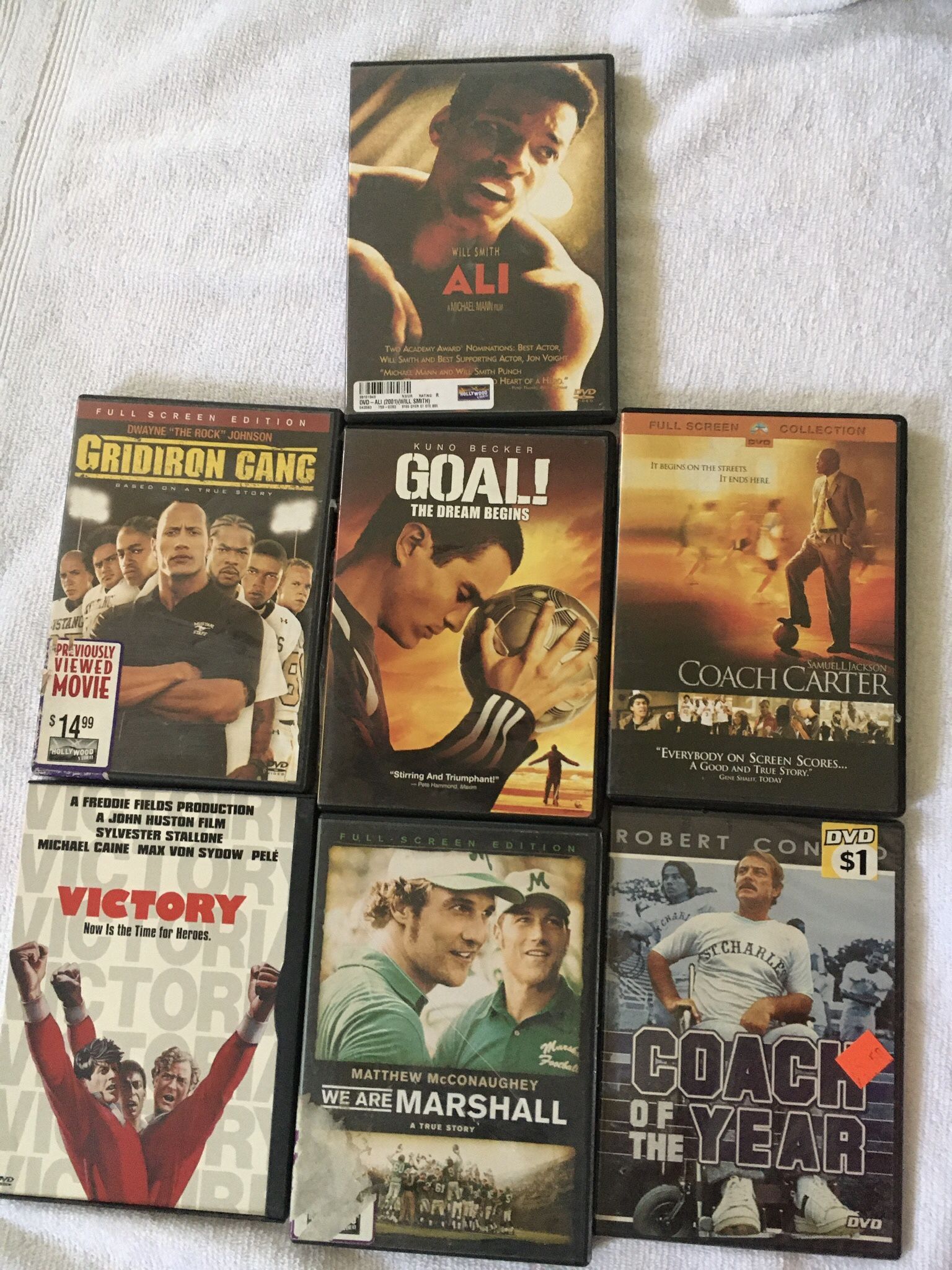 7 Sports DVDs Ali We are Marshall Gridiron Gang