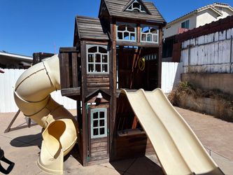 Free Wooden Backyard Playset with Slides