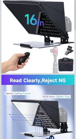 Teleprompter, Metal Prompter iPad Tablets with APP Remote Control for DSLR Camera Camcorder Smartphone Mobile,for Tablets Autocue Camera Prompting,Met
