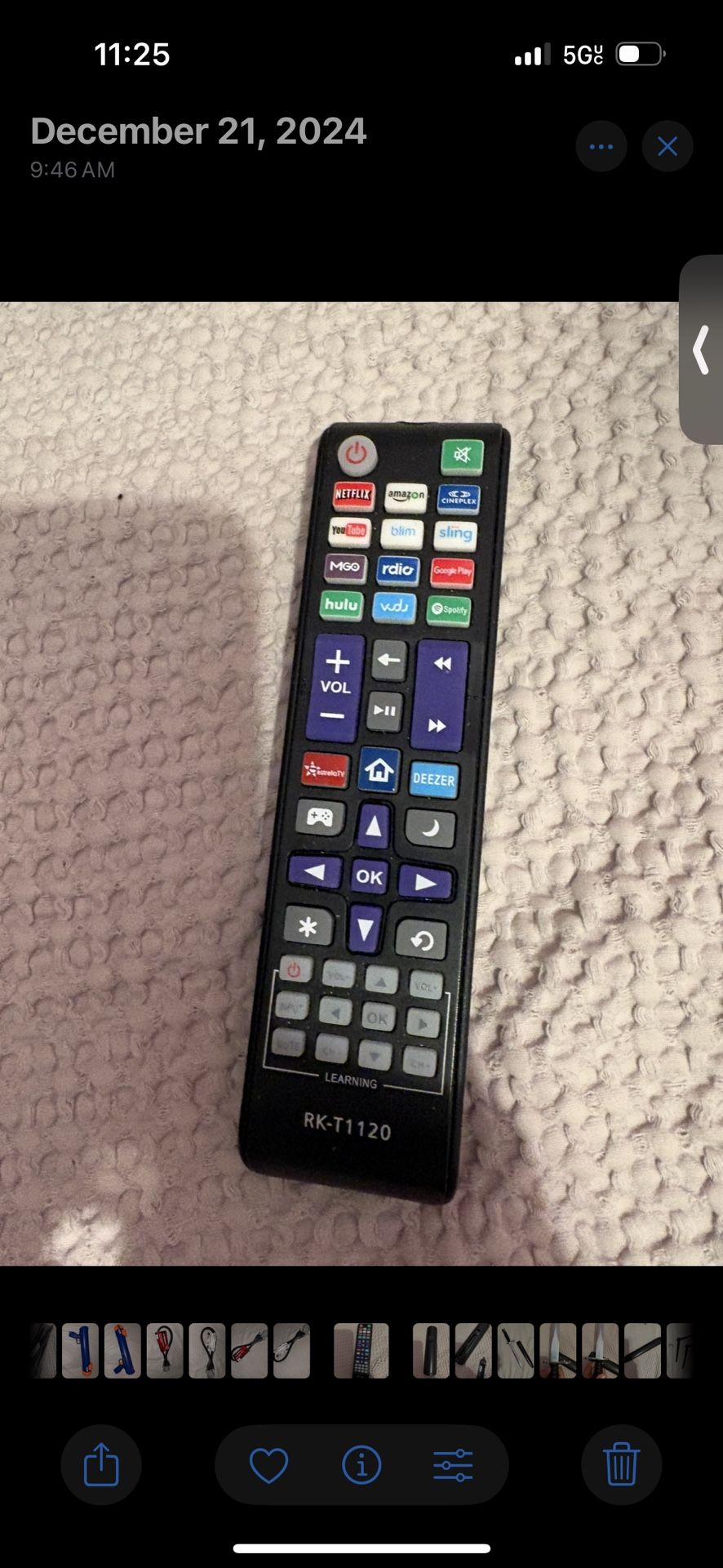 Universal remote control RK-T1120 for ROKU TCL LG ONN INSIGNIA