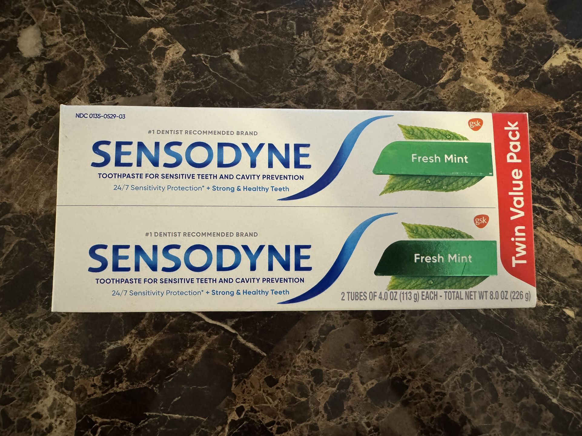Sensodyne Cavity Prevention Sensitive Toothpaste Fresh Mint Twin Packs, 4 oz x 2 
