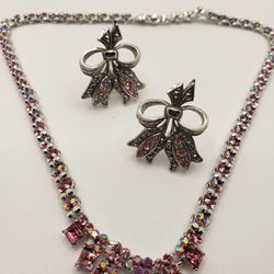 Precious Antique Crystal Set, Princess choquer with Crystal stones and Matching Earrings #823.
