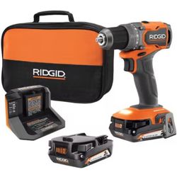 RIDGID 18V SubCompact Brushless Cordless 1/2 in. Drill/Driver Kit with (2) 2.0 Ah Batteries, Charger, and Tool Bag