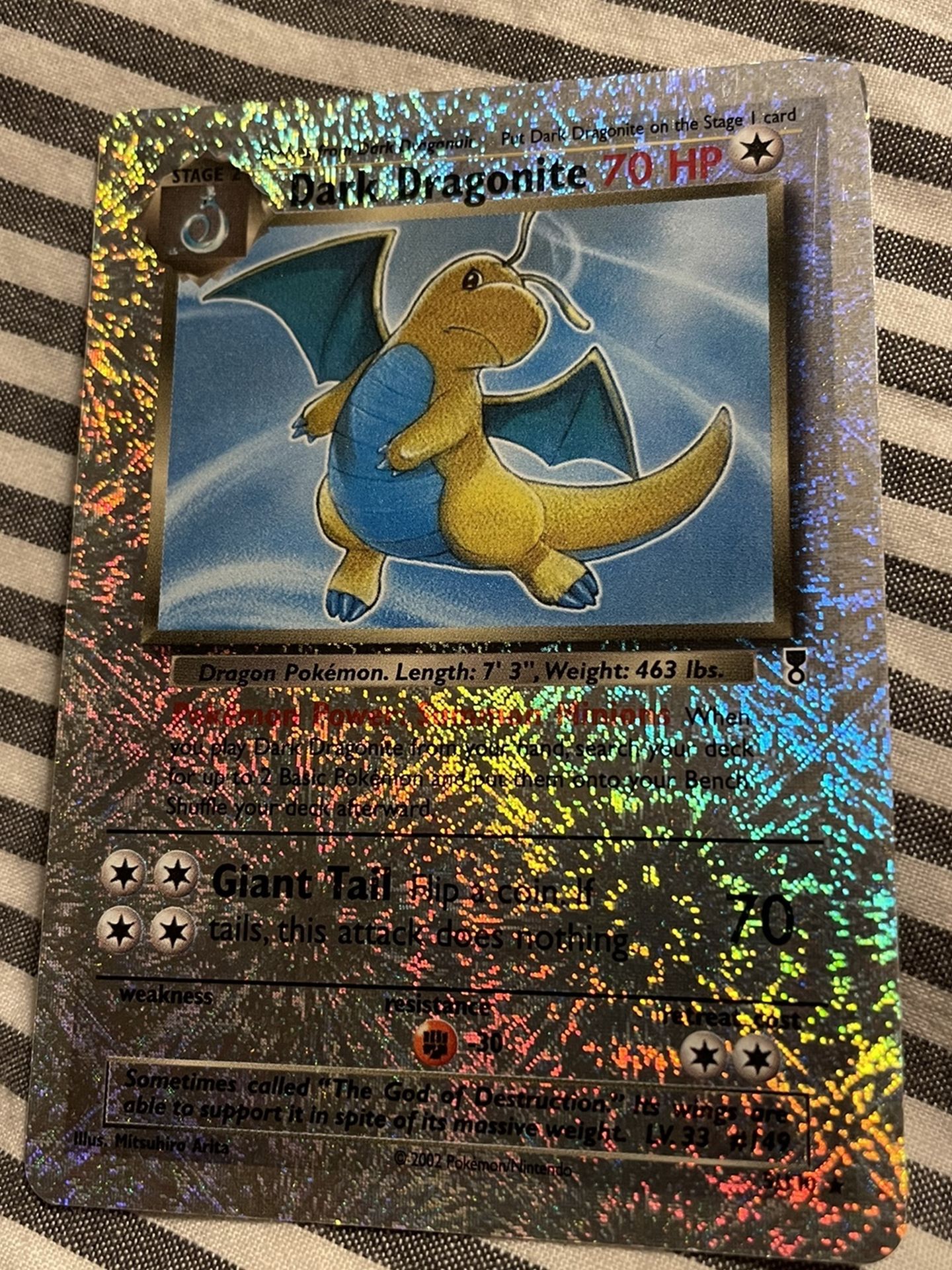 Reverse Holo Dark Dragonite Pokemon Card 2002 Near Mint