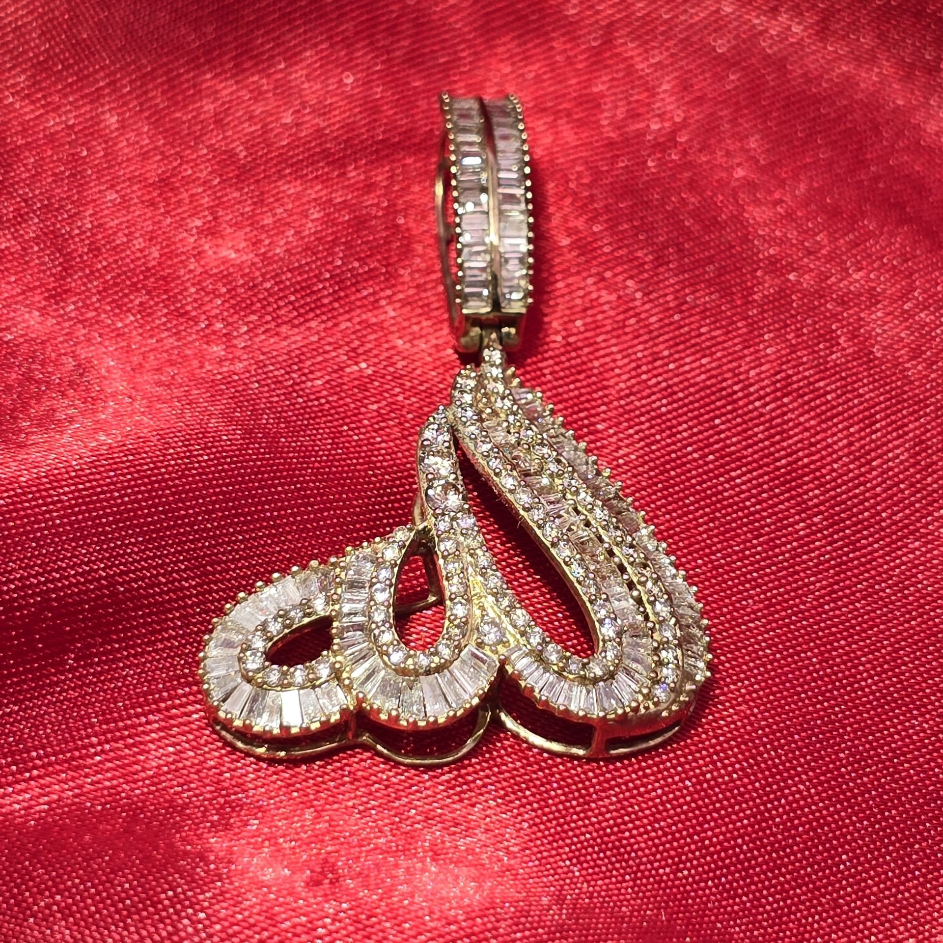 10k Yellow Gold Diamond Allah Pendant 2.25 ctw