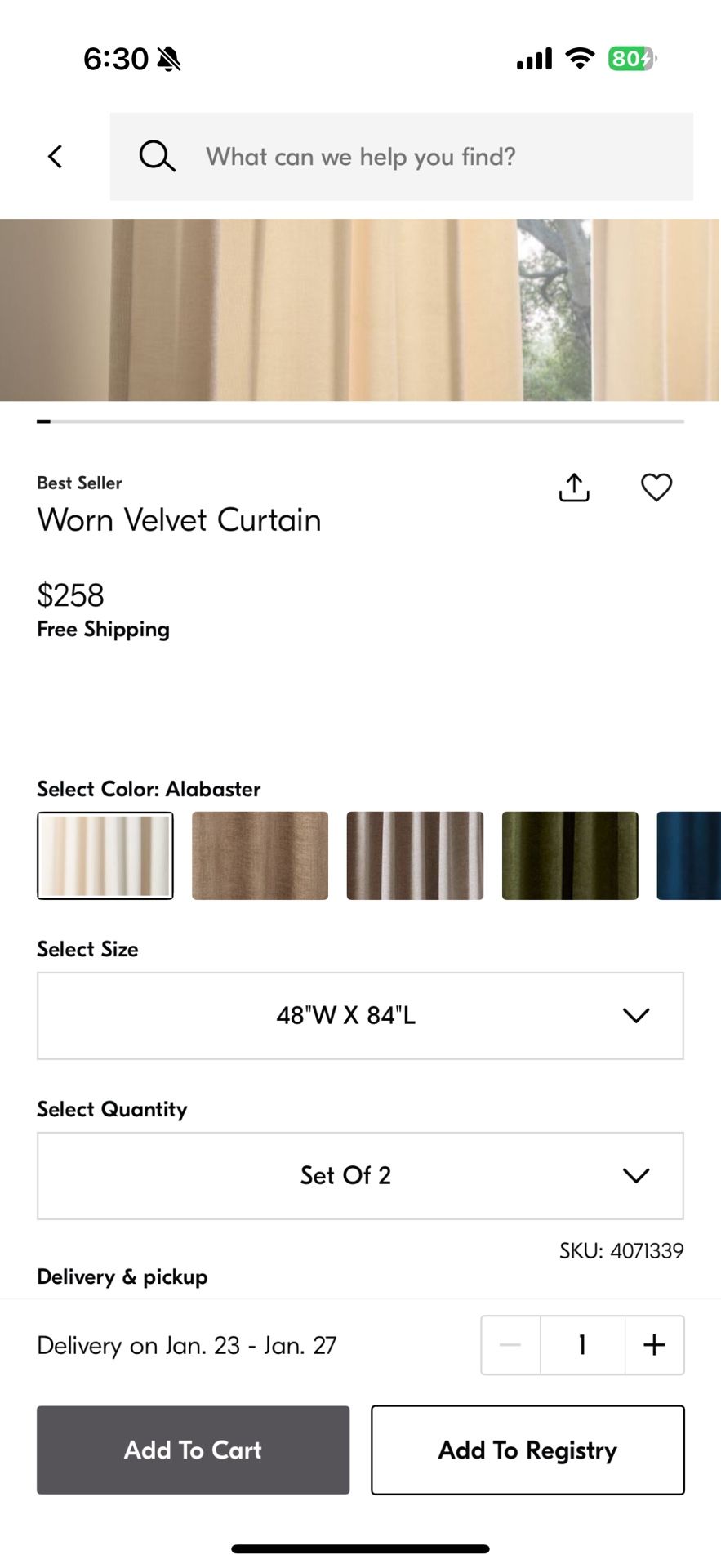 West Elm Velvet Curtains In Alabaster