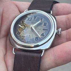  Big Beautiful Watch One Of A Kind 47mm Manual Wind Stainless Steel And Copper Dial Piece Of Art!  Pictures Don’t Justify Beauty Of This Piece