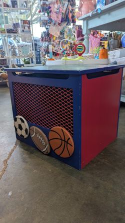 Toy Organizer Box Toybox Sports Balls Bin Wood Wooden