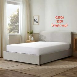 Silk&snow Queen size Bed Frame with Storage (stone)(slight sag )