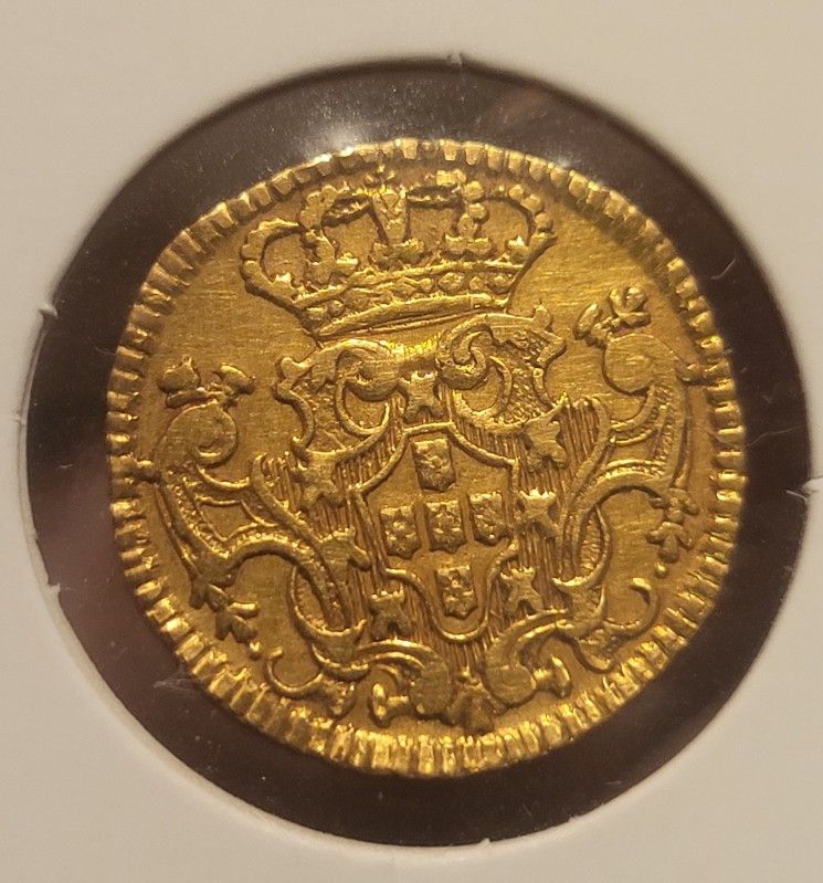 Gold Coin 1741 Portugal Portuguese 1/2 Escudo