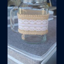 Mason Jar Glasses W/ Burlap/lace