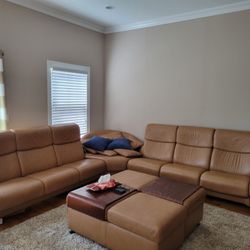 EKORNES STRESSLESS SECTIONAL BROWN LEATHER COUCH L-SHAPED 