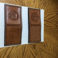 Hand 🤚🏿 made leather wallets 7 “ length by 3 1/2 wide $ 30 .00 dls each ,And belts for man 36 ‘ 1 1 /2 “ , one is 32 1 1/2 “ , one at 1