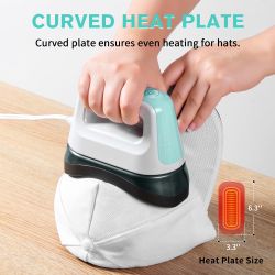 Hat Press, Portable Hat Heat Press with 6.3"x3.3" Ceramic-Coated Curved Heat Plate, Safety Base&Auto-Off Feature, 3 Heating Levels Hat Press Machine