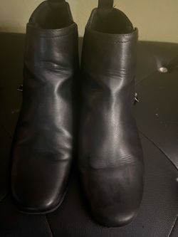 Black Leather Ankle Boots with Side Buckle