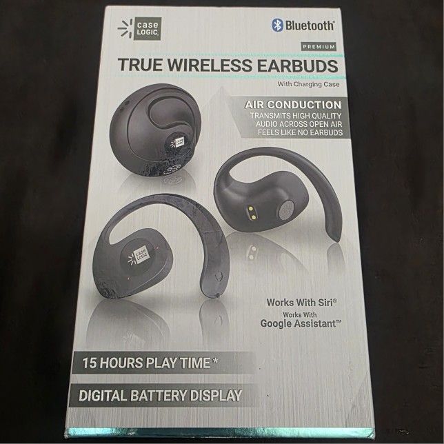 CASE LOGIC Air Conduction True Bluetooth Wireless Earbuds & Charging Case - NEW