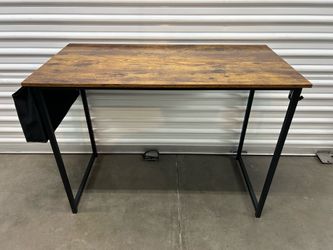 Rustic Wood Look Desk with Black Metal Frame