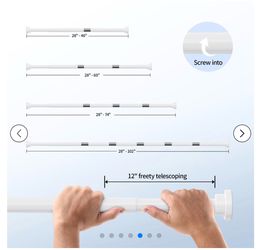 Brand New Shower Curtain Rod, 1" Diameter Heavy Duty Non Slip Tension Shower Rod, Adjustable 28-74 inch No Drilling Shower Curtain, No Rust (White)