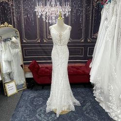 Plus Size 1x 14 White Mermaid Wedding Dress